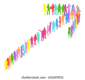 Flecha hecha de siluetas vectoriales sobre blanco 