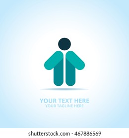 Arrow man abstract emblem, design concept, logo, logotype element for template.
