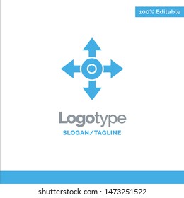 Arrow, Map, Location, Navigation Blue Solid Logo Template. Place for Tagline