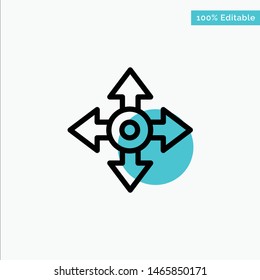Arrow, Map, Location, Navigation turquoise highlight circle point Vector icon. Vector Icon Template background