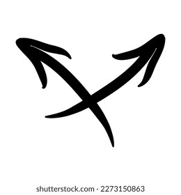 Arrow mark icon. Hand drawn arrow illustration. Vector isolated on white background.