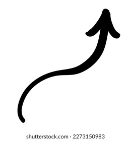 Icono de marca de flecha. Ilustración de flecha dibujada a mano. Vector aislado sobre fondo blanco.