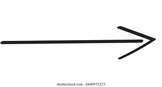Arrow mark icon. Hand-drawn brush stroke arrows. Hand drawn arrow illustration. Thin line black arrow icon. Vector isolated on white background. 