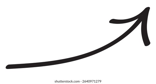 Arrow mark icon. Hand-drawn brush stroke arrows. Hand drawn arrow illustration. Thin line black arrow icon. Vector isolated on white background. 