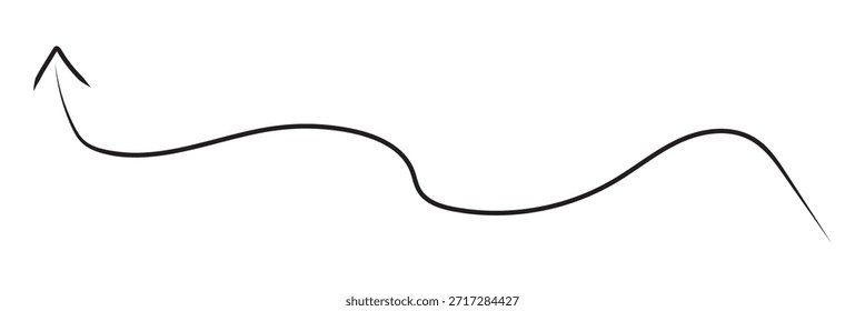 Icono de marca de flecha. Flecha dibujada a mano. Dibujado a mano ilustración de flecha. Icono de flecha negra de línea delgada. Vector aislado sobre fondo blanco.