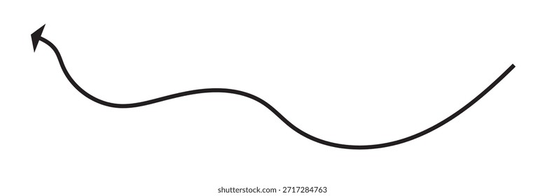 Pfeilsymbol. Handgezeichneter Pfeil. Handgezeichnete Pfeilgrafik. Schwarzes Pfeilsymbol mit dünner Linie. Vektor einzeln auf weißem Hintergrund.