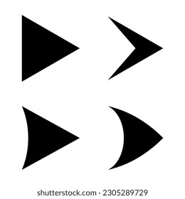 Conjunto de iconos de marca de flecha. Signo de flecha negra. Vector aislado sobre fondo blanco.