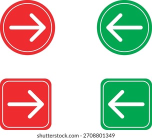 marca de flecha, derecha, izquierda, icono de flecha, rojo, color verde