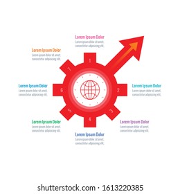 arrow marked wheel infographic template. seven step informational template. business infographic template