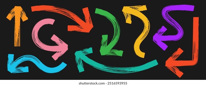 Arrow marker hand drawn bold style set