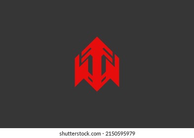 Diseño del logo del robot masculino de forma flecha