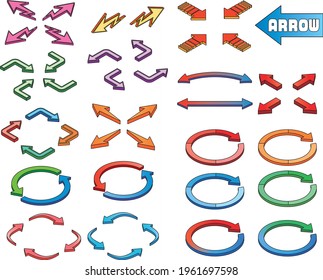 Arrow material of various colors and directions