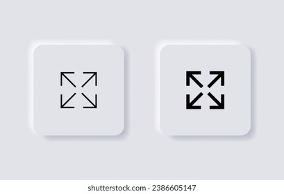 arrow maximize icon four arrows expand icons resize zoom scale icon. neumorphism buttons. neumorphic style