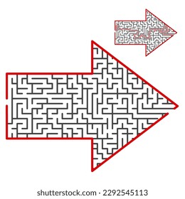 Arrow Maze Puzzle Vector Illustration: Labyrinth Brain Teaser Graphic Design