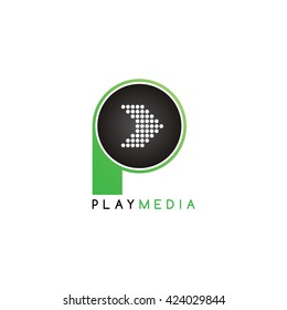 arrow media play icon theme logotype vector art illustration