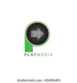 arrow media play icon theme logotype vector art illustration