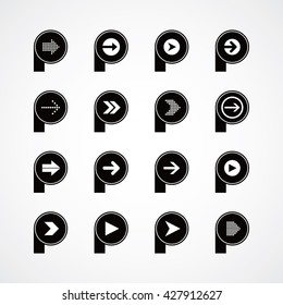 arrow media play icon theme logotype vector art illustration