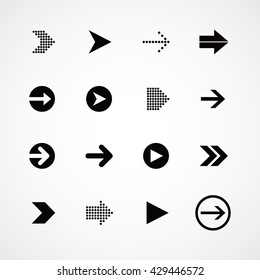 arrow media play icon theme logotype vector art illustration