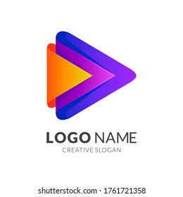 Logo de juego de medios de flecha, estilo de logotipo 3d colorido