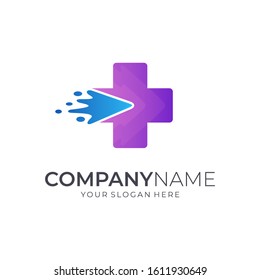 Arrow Medical Logo Design, Insurance And Health Access Logo Template, Hospital And Medicine Symbols, First Aid Icons