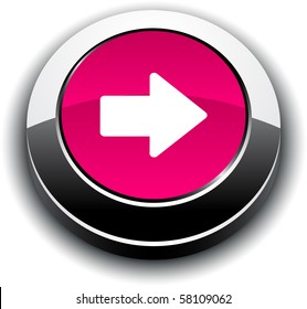 Arrow metallic 3d vibrant round icon.