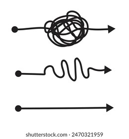 Arrow mindset mess. Doodle hand drawn sketch.
