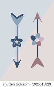 Arrow Boho, impresión bohemia, impresión minimalista, decoración bohemia, póster abstracto, arte en la pared de la guardería, pósters azules rosados, vector de flecha, escandinavo, póster moderno de guardería