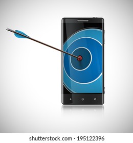 An arrow and a mobile phone, vector