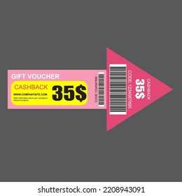 Arrow model set of coupon promotion sale for website, internet ads, social media or coupon. Cashback coupon discount 35$. Coupon discount with vector illustration