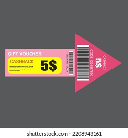 Arrow model set of coupon promotion sale for website, internet ads, social media or coupon. Cashback coupon discount 5$. Coupon discount with vector illustration