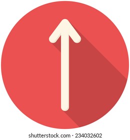 Up Arrow, modern flat icon with long shadow