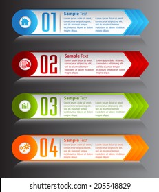arrow modern text box template for website graphic and business, numbers, icon. 