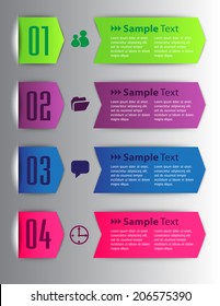 arrow modern text box for website and business, numbers, icon. 