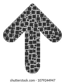 Arrow Up mosaic icon of squares and spheric dots in various sizes. Vector items are formed into arrow up mosaic design concept.