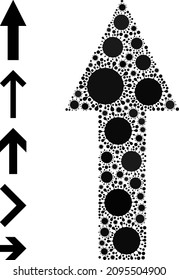 Up arrow mosaic icon. Vector mosaic is organized from random viral items. Viral collage up arrow icon and similar icons. Up arrow mosaic for breakout templates.