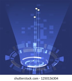 Arrow motion on circuit board digital data cyber technology background, blue digital tech communication and network concept,go to the future information for business, vector art and illustration.