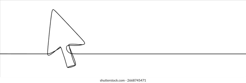 Arrow mouse click continuous one line drawing. Cursor symbol.