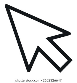 Cursor de Seta do Mouse - Ilustração Vetorial de Contorno Simples para Design UX de Interface do Usuário, Ícones de Navegação na Web, Gráficos de Computador, Símbolos de Ponteiro e Elementos de Interface Digital ou Ferramenta de Cursor