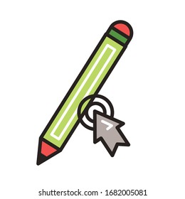 arrow mouse with pencil education online line and fill style vector illustration design