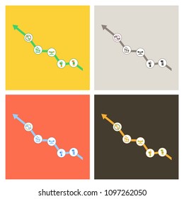 arrow move up business vector background with business icons in circles