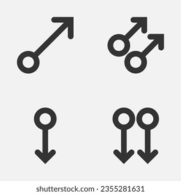 Arrow movement process line and diagonal icon
