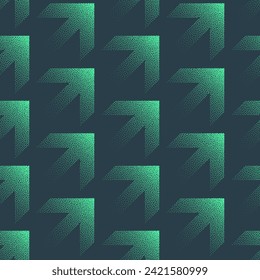 Arrow Movement Seamless Pattern Trendy Vector Turquoise Business Abstract Background. Repetitive Dot Work Wallpaper. Half Tone Abstraction for Dynamic Digital Presentations, Commerce, Growth Concepts