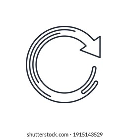 Movimiento de flecha. Volumen de negocios. Icono lineal vectorial aislado en fondo blanco.