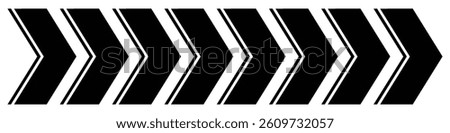 Arrow moving dynamic symbols. Road lines arrow zigzag chevron speeds tire track flat style. Vector-eps 10

