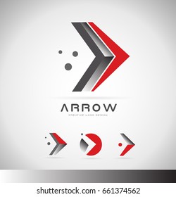 Arrow Moving Forward Concept Logo Icon Design Blue Grey Silver Circle Dots Dotted Corporate Business