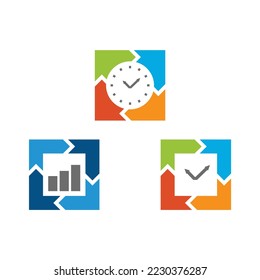 Icono del logotipo de tiempo de movimiento de flecha