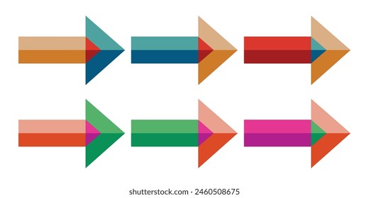 Arrow multi color symbol direction pointer isolated on white background for background design.