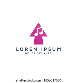 arrow and music negative space logo design