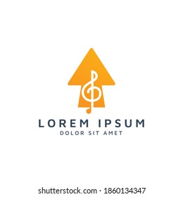 arrow and music negative space logo design
