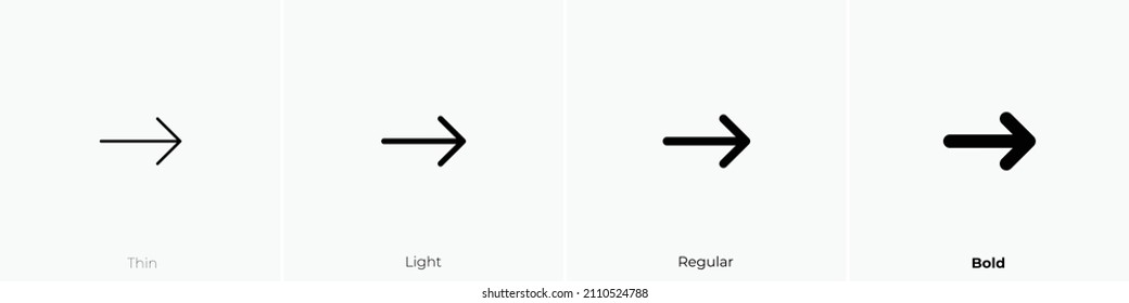 arrow narrow right icon. Thin, Light Regular And Bold style design isolated on white background